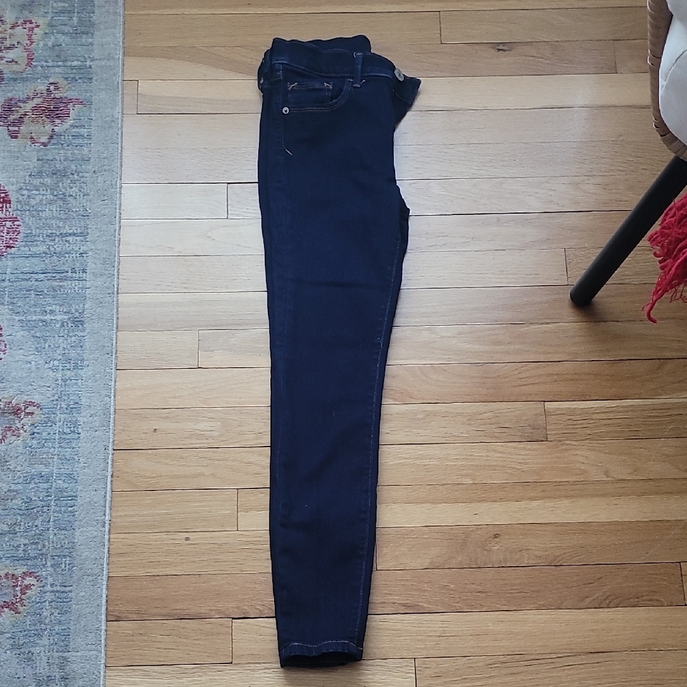 Express Dark Wash Mid Rise Denim Skinny Jeans